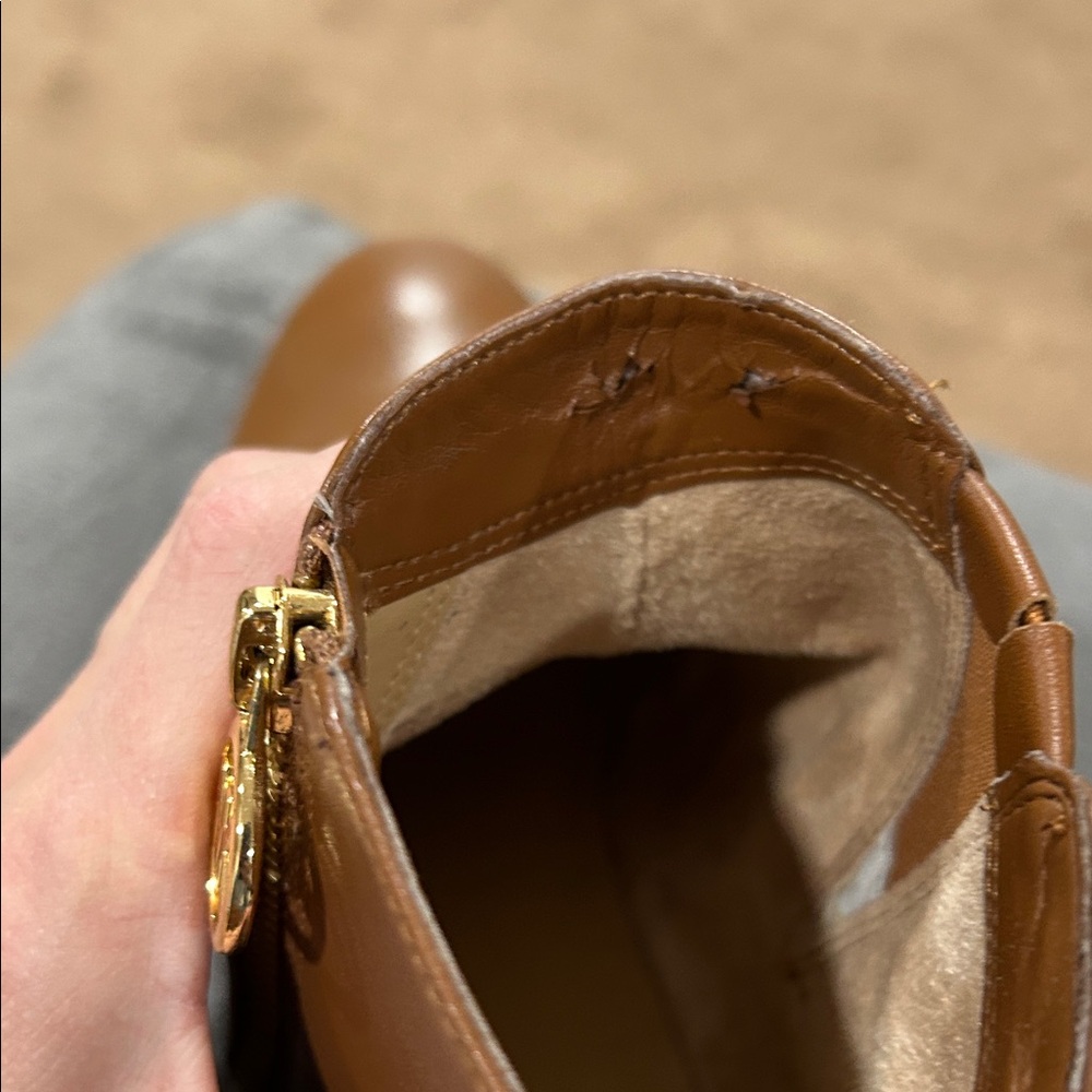 Michael Kors Tan Ankle Boots with Gold Accent - Picture 6 of 9